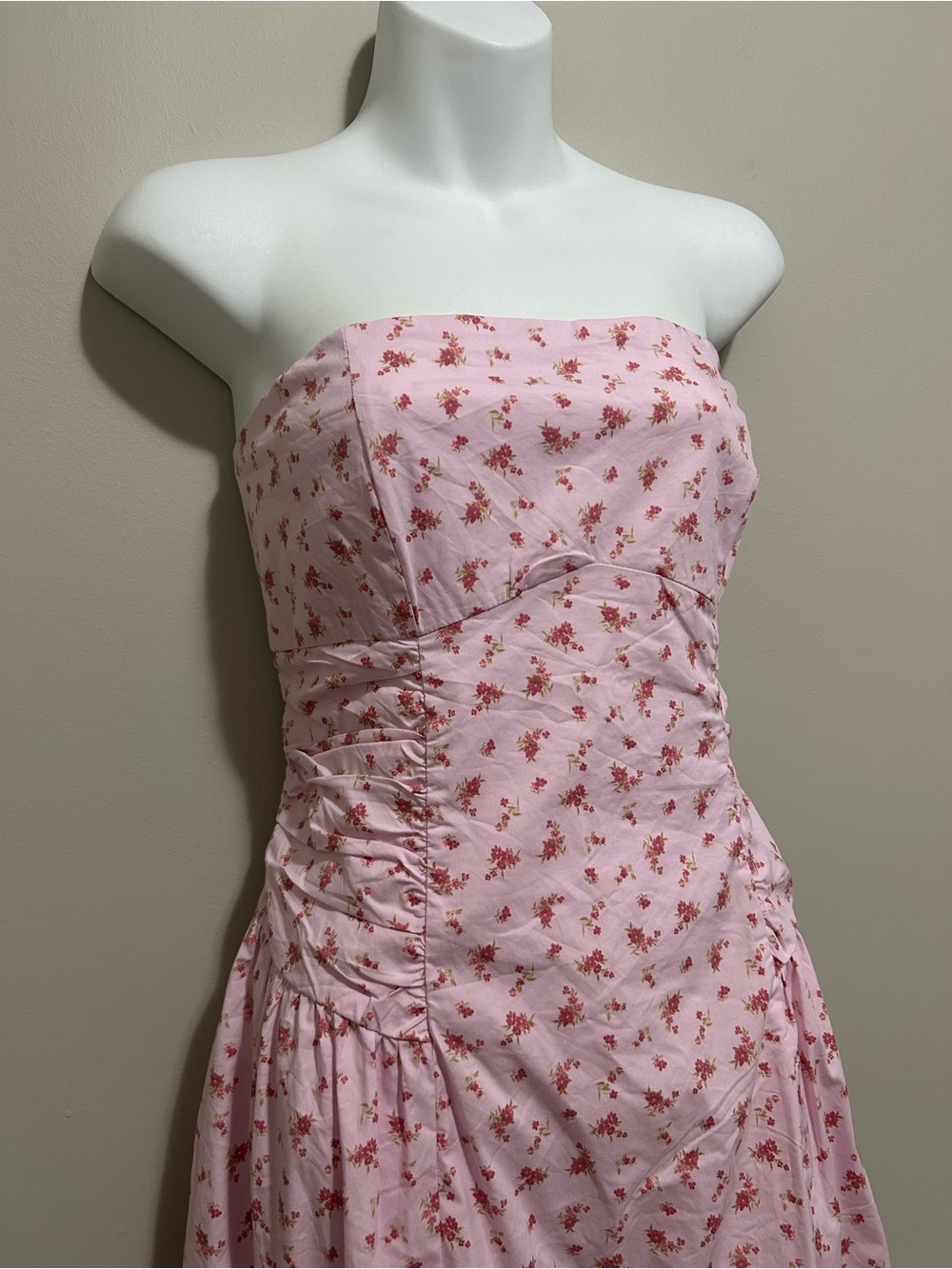 NEW wild fable Pink Floral Strapless Midi Dress